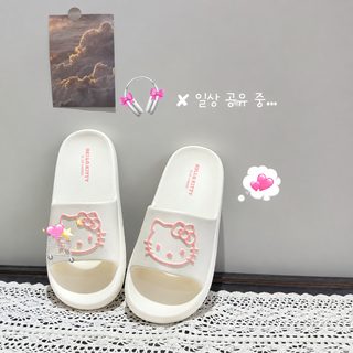 키티 캐릭터 여성 여름 EVA 욕실 슬리퍼 실내외 미끄럼방지 두꺼운 일자 샌