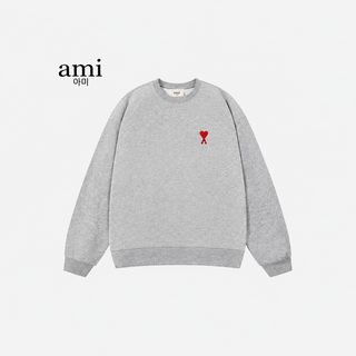 Ami aiedr 맨투맨 남녀 춘추 중량 라운드 상의 커플 미국식 루즈핏 스웨터