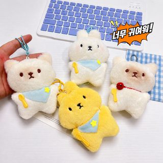 创意毛绒干饭小猫小兔吱吱叫挂件可爱少女心玩偶钥匙扣包包挂件