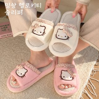 귀여운 고양이 여성 린넨 슬리퍼 봄가을 실내 거실 미끄럼 방지 소프트 일