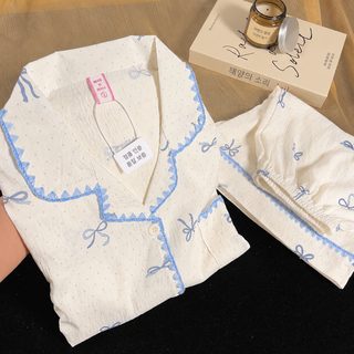 달콤 ins풍 별 구름 면 잠옷 여성 여름 반팔 반바지 소녀 외장 가능 홈웨어