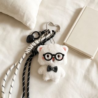 왕홍 귀여운 안경 곰돌이 걸이 만화 털뭉치 곰돌이 피규어 가방 걸이 열쇠고리 인형 인형