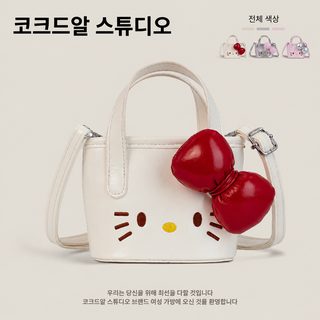 2026 신형 여아 귀여운 크로스백 캐릭터 리본 고양이 물통가방 왕홍소녀 나들이 숄더백