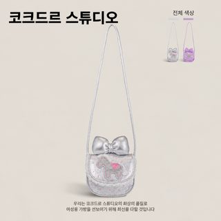 2026 신형 여아 조랑말 리본 레이스 크로스백 소향풍 PU 숄더백 데일리 어린