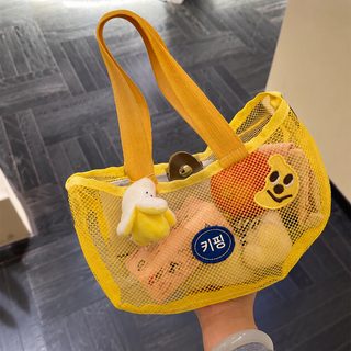 여름 과일 바나나 미니 메쉬백 외출용 통근 핸드백 비치 욕실 수납가방