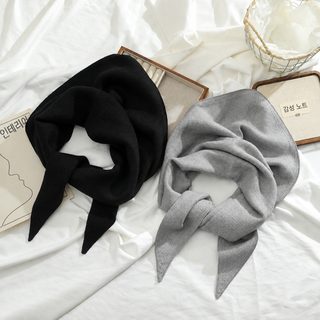 여성 삼각 스카프 가을 겨울 보온 니트 숄 단색 두건 데일리 목도리