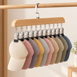 크로스보더 목재 옷걸이 다기능 10 클립 가정용 옷장 모자 걸기 속옷 양말