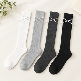 아청자 여성 여름 리오셀 실크 망사 통기성 무봉제 리본 종아리 양말 슬림