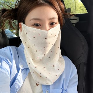 부드러운 잔꽃 자외선 차단 마스크 전체 얼굴 목 보호 경박 통기 베일 여름