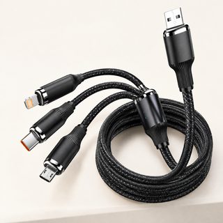 100W 고속충전 3in1 멀티 충전 케이블 1.2m 아이폰17 화웨이 안드로이드 호환 LED