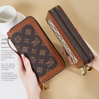 2026 신상 여성용 장지갑 더블 지퍼 레터링 프린트 대용량 휴대폰 수납 손목