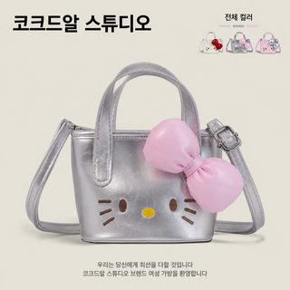 2026 신상 여아 고양이 리본 크로스백 어린이 물통가방 나들이 숄더백