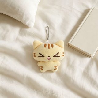 빈티지 고양이 봉제인형 윙크 캣 무속성 가방 장식 비즈 체인 키링 선물
