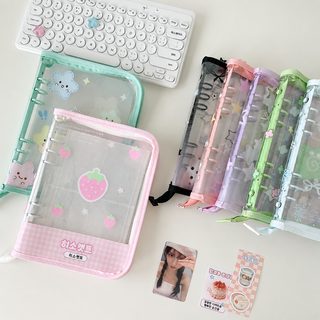 Hisocute A5 PVC 지퍼 포토카드 앨범 3인치 캐릭터 카드 수납 바인더 네잎클로버