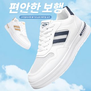 남성 통기성 캐주얼 운동화 컬러 배색 두꺼운 밑창 데일리 스니커즈