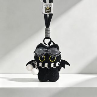귀여운 큰 눈 악마 고양이 새끼 검은 고양이 털털 피규어 열쇠고리 작은 인형 걸이 가방 걸이 아이디어 선물