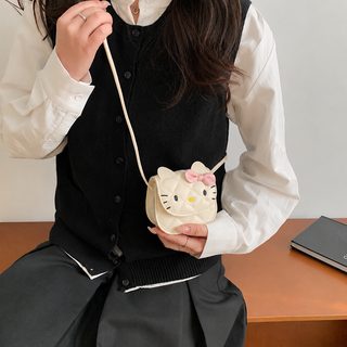 고양이 캐릭터 여아 미니 숄더백 PU 초경량 어린이 외출용 복고풍 캐주얼 가