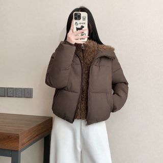 겨울 칼라 두꺼운 작은 솜옷 여자 신상 헐렁헐렁 큰 사이즈 패딩 솜옷 외투 패션 백합 검은색 솜저고리