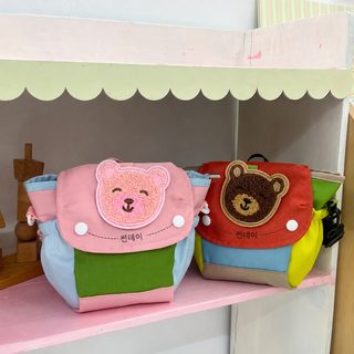 KOCDR 여아 아동용 곰돌이 캐릭터 크로스백 귀여운 외출용 숄더백