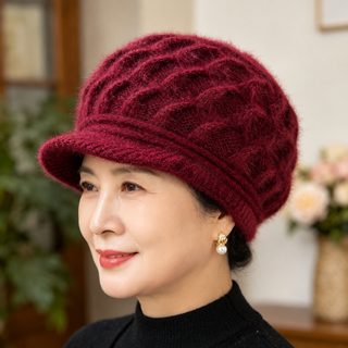 中老年女士冬天帽子加厚冬季护耳加绒时尚保暖毛线帽针织妈妈奶奶