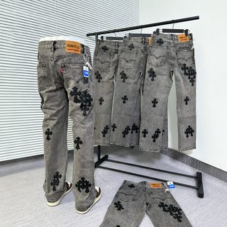 하이스트리트 아메리칸 자수 십자가 워싱 루즈핏 스트레이트 남녀공용 하