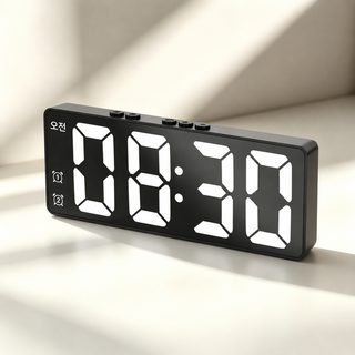 LED 디지털 알람시계 무소음 책상시계 학생용 미러 탁상시계