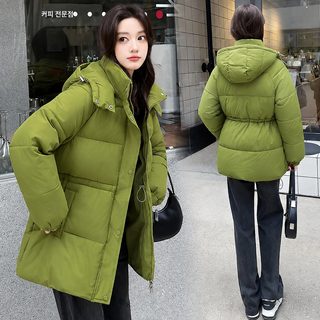 녹색 보온 패딩 면복 여자 겨울 2026 신형 한국판 작은 키 느슨한 중형 빵옷