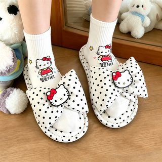 귀여운 kitty 고양이 집 포예 슬리퍼 여자 만화 귀여운 손님 끌기 사계절 면