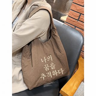 여성 알파벳 자수 나일론 토트백 대용량 경량 데일리 숄더 크로스백