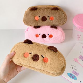 러블리 모직 카피 바라 필통 학생 캐릭터 데스크톱 소재 수납백 대용량 필