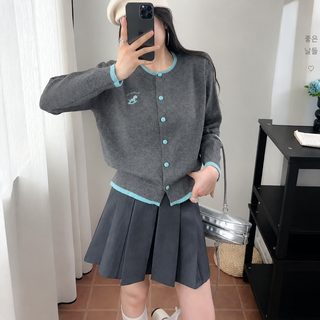 직판 한국판 자수 컬러 니트 카디건 가을겨울 신상 외투 여성복 라운드 긴