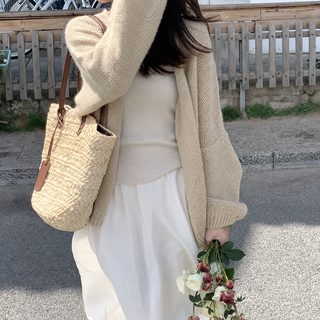 2023 가을겨울 신상 한국계 부드러운 니트 카디건 나른한 바람 굵은 실 느슨