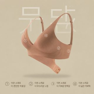 여성 심리스 노와이어 브라 얇은 고정컵 통기성 볼륨업 처짐 방지 편안한