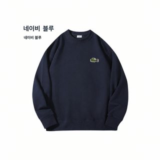 유럽미국 빅사이즈 남녀공용 겨울 작은 물고기 자수 오버핏 라운드넥 맨투