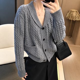 꽈배기 니트 카디건 여자 가을 겨울 신상 헐렁헐렁 백합 날씬해 보이는 청