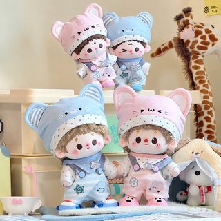 10cm 20cm 솜인형 의상 세트 모자 상의 멜빵바지 침수건 포함 귀여운 인형 옷