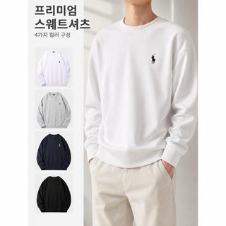 RL 포니 자수 600g 순면 기모 도톰한 루즈핏 라운드넥 긴팔 맨투맨 유럽·미국