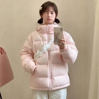 블랙 두꺼운 면복 여자 겨울 2026년 신상 한국적 감각 두꺼운 키다리 후드 솜저고리 핑크 코트