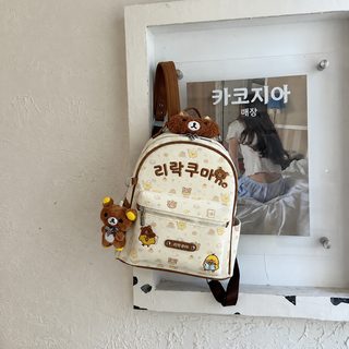 KOCDR 여성 카툰 곰돌이 프린트 초경량 대용량 백팩 학교 책가방