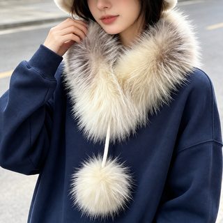 겨울 신상 마그네틱 모직 목도리 패션 백합 짧은 보온 모직 목도리 모조 모피 단구 목도리