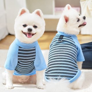중소형견 가을/겨울 보온 레깅스 조끼 애완동물 견인 가능 강아지 줄무늬