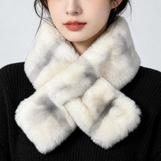 맞춤형 신상 모조 토끼털 목도리 패션 백합 보온 모직 목도리 교차 두께 양면 모직 목도리