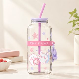 X\u0026W 여름 신상 대용량 유리컵 야외 휴대용 손잡이 빨대컵 여학생 야외