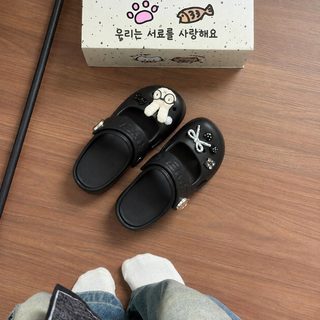 여성 리본 토끼 구멍 슬리퍼 EVA 키높이 통풍 여름 두꺼운 밑창 샌들