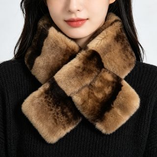 겨울 인조 렉스 래빗 퍼 넥워머 양면 도톰한 그라데이션 크로스 보온 목도