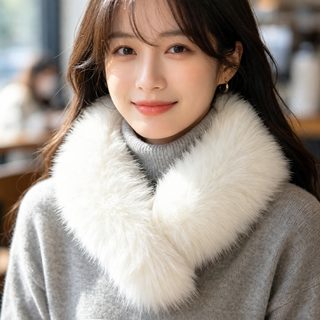 가을 겨울 자석 모직 목도리 모조 모피 목도리녀 보온 백합 목도리 두꺼운 양면 목도리
