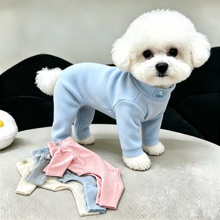 강아지 옷 겨울 보온 신축성 네발옷 소형견 비숑 푸들 요크셔 실내복