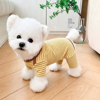 반려견 네발옷 봄가을형 가방 뱃옷 소형견 비숑 테디드다운 보온 가정복 잠