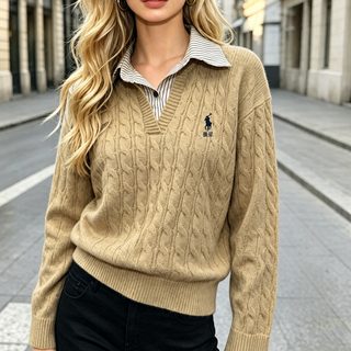 크로스보더 휴가 두 벌 자카드 자수 셔츠 칼라 2026 가을 겨울 신상 백합 니