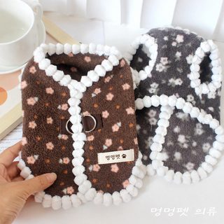 강아지 고양이 가을 겨울 빈티지 플라워 벨벳 조끼